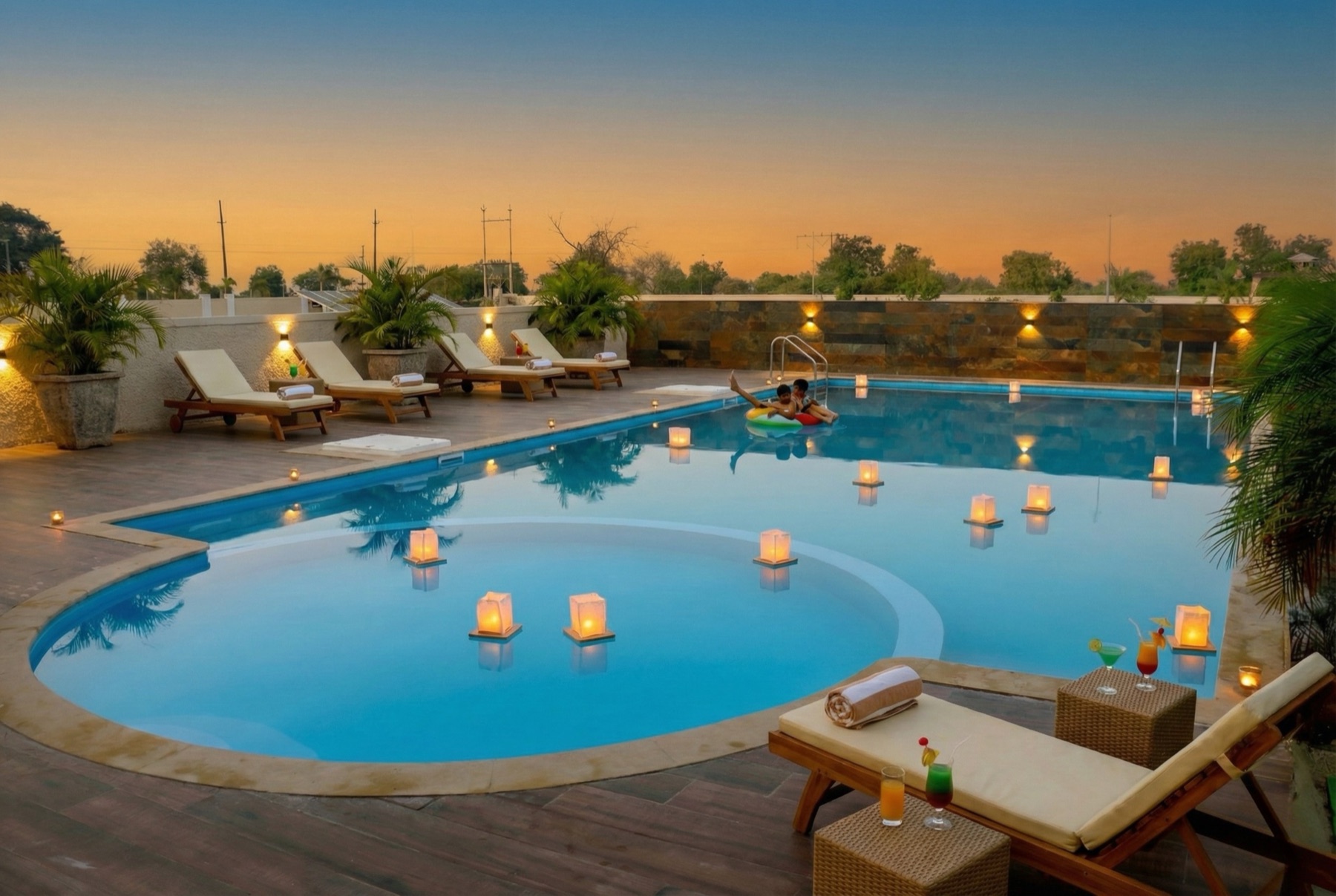 The guest pool, made for easy days. detail at Nakshatra Hotel & Resort