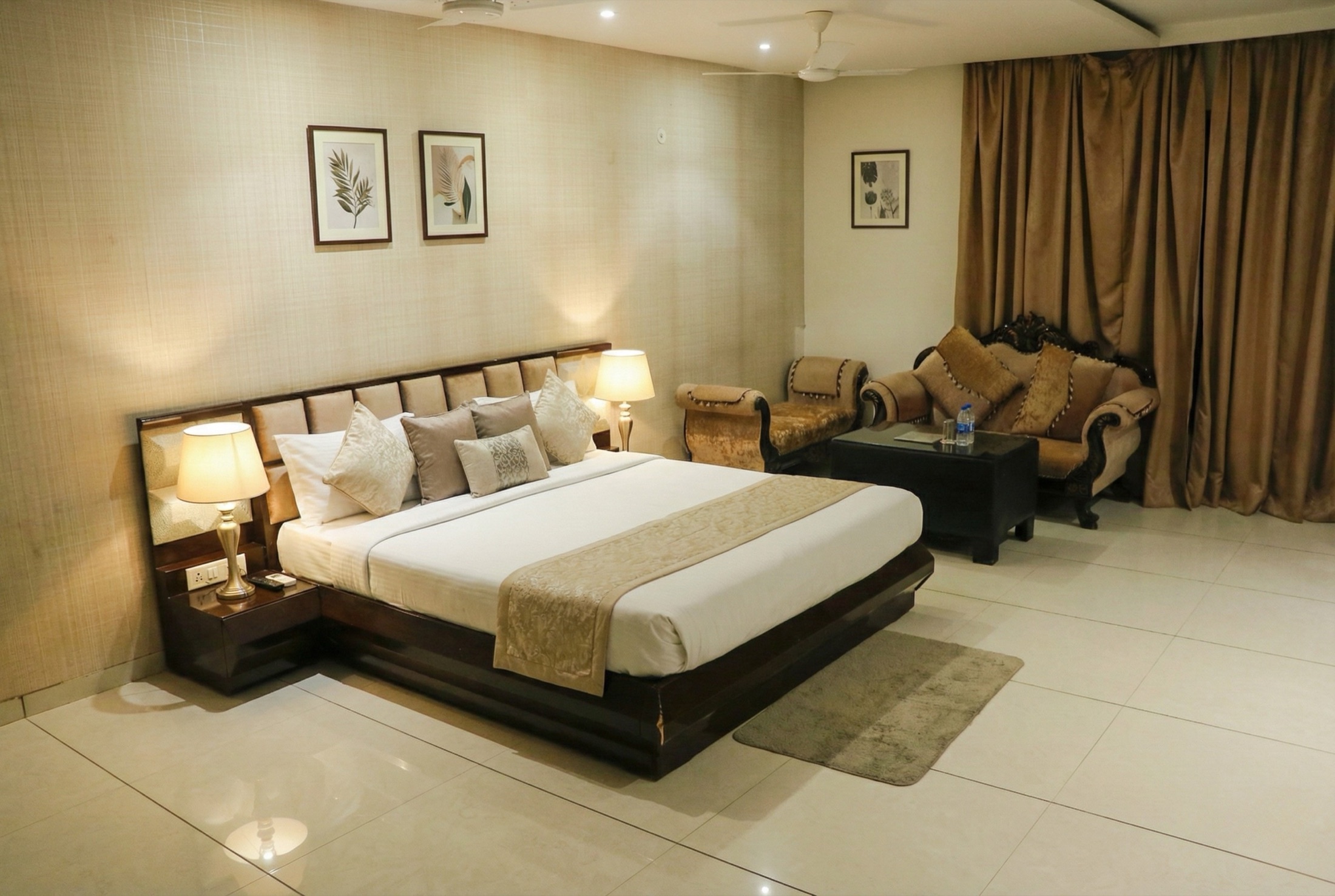 A furnished Nakshatra guest room